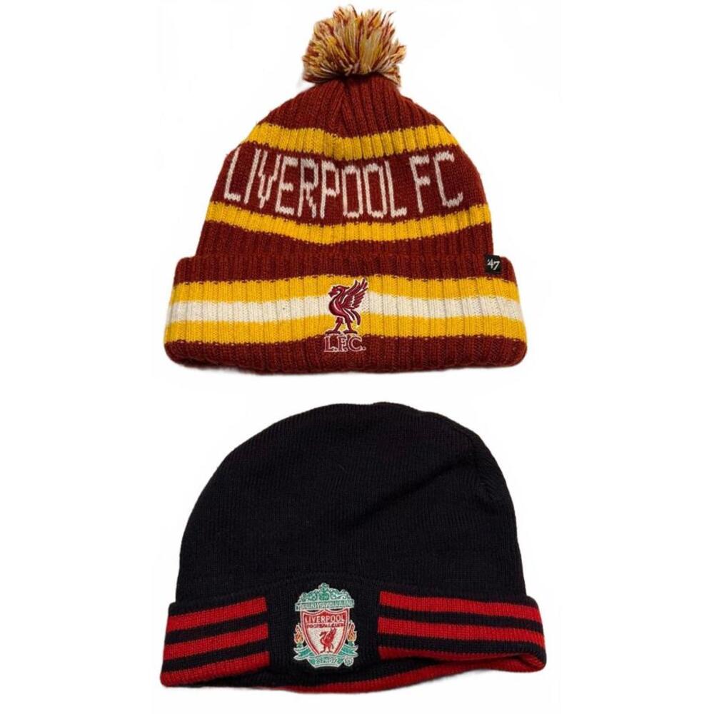 2 Liverpool FC Football Knit Beanie/Snow Hat - Adidas and 47 Brand